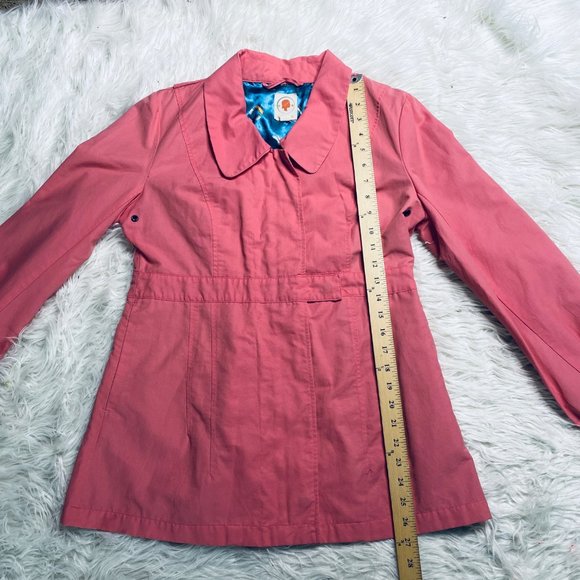 Tulle Anthropologie Women Salmon Pink Mid Length Utility Rain Jacket A7275 Large - Picture 3 of 12